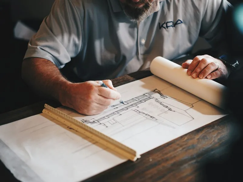 Architect reviewing and approving drawing package