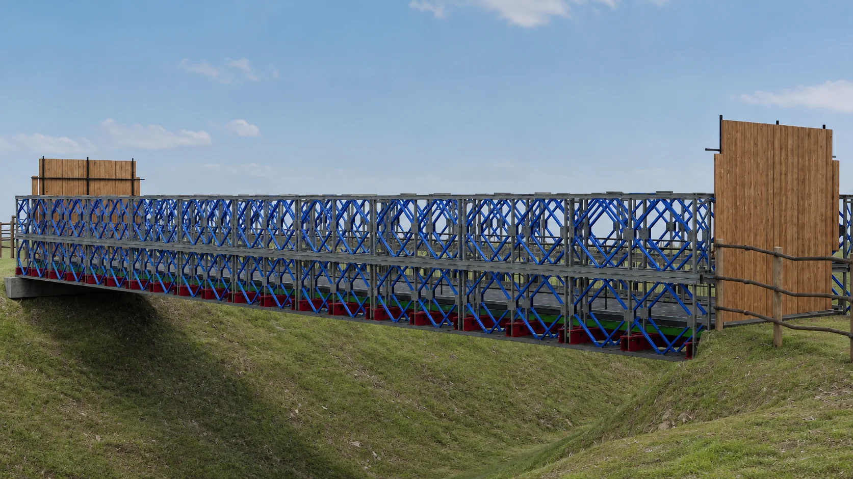 Modular Bailey bridge steel truss structure used as a structural modeling project example